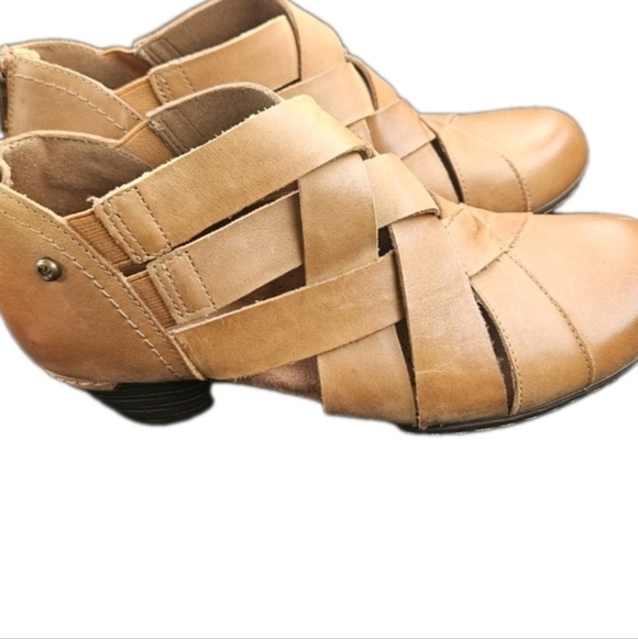 Rockport Cobb Hill Shoes - New Rockport Cobb Hill Sz 6.5 Laurel Comfort Woven Tan Leather Booties CI6229